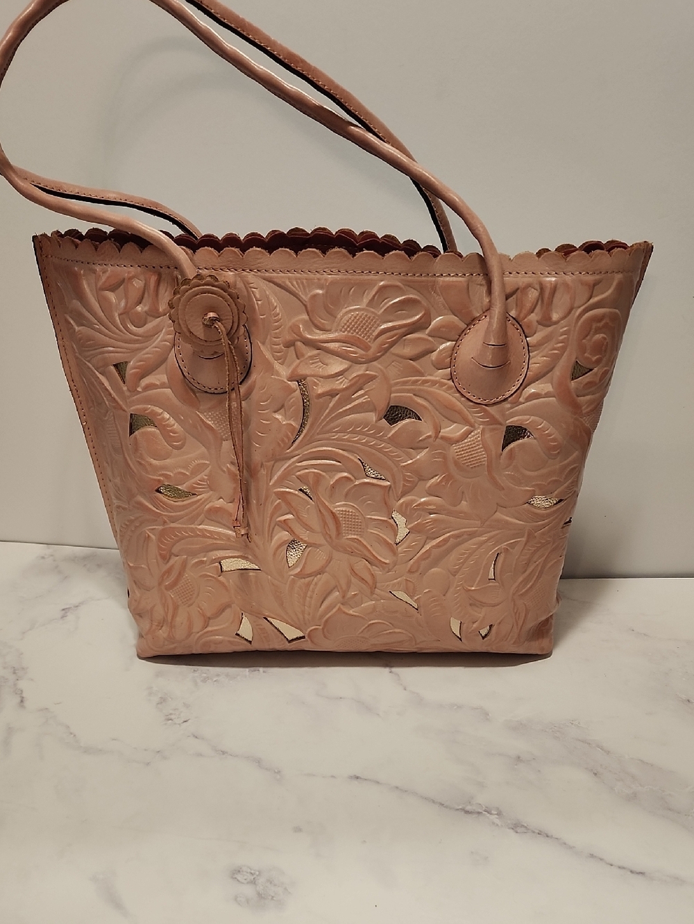 Patricia Nash Embossed Floral Tote Bag in Light Pink